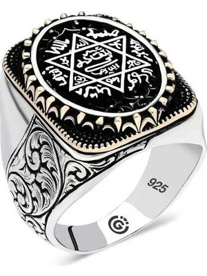 Inure Jewelry Gümüş Süleyman Mührü Oval Erkek Yüzük
