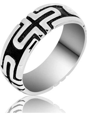 Inure Jewelry ​gümüş Artı Desenli Erkek Yüzük