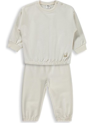 Civil Baby Kız Bebek Düz Basic Kalpli 6-18 Ay Takım - Bej