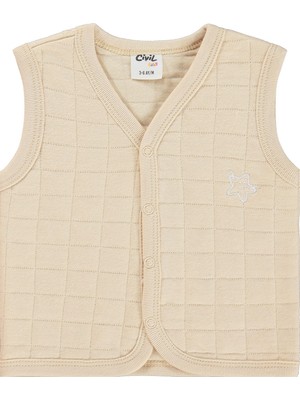 Civil Baby Yıldız Nakışlı 3-18 Ay Yelek - Kahverengi