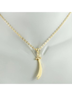 Zero Land Gld-Spt- Zülfikar Zirkon Taşlı Tr Kolye-Gümüş Rengi