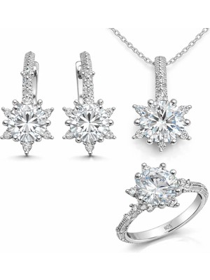 Inure Jewelry ​gümüş Çiçek Desenli Kadın Set