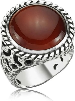 Inure Jewelry Gümüş Akik Taşlı Erkek Yüzük