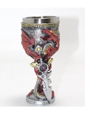 MiraLive Ejderha ve Kılıç Temalı 3D Kabartmalı Çelik Kadeh Bardak ALK4373