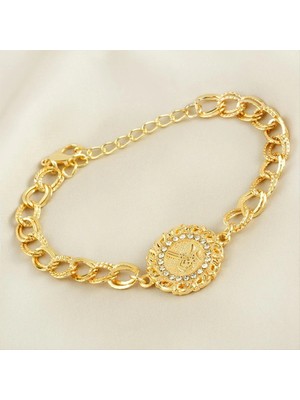 Zero Land Gld-Spt- Osmanlı Tuğralı Taşlı Bileklik-Sarı