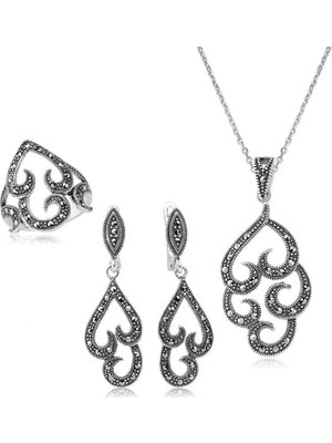 Inure Jewelry Gümüş Markazit Taşlı Bayan Set