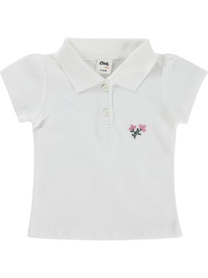 Civil Baby Çiçek Nakışlı Basic 6-18 Ay Tişört - Ekru