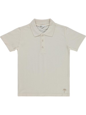 Civil Boys Palmiye Nakışlı Polo Yaka 10-13 Yaş Tişört - Bej