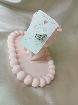 Jewelry Gümüş Renkli Taşlı Kıkırdak Küpe