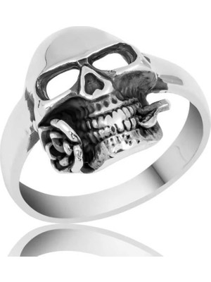 Inure Jewelry Gümüş Kuru Kafa Erkek Yüzük