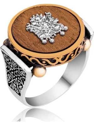 Inure Jewelry Gümüş Pelesenk Ağacı Osmanlı Devlet Arması Erkek Yüzük