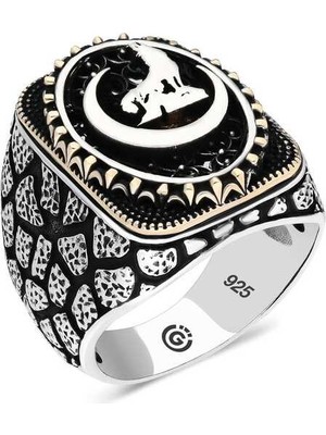 Inure Jewelry Gümüş Hilal Bozkurt Oval Erkek Yüzük