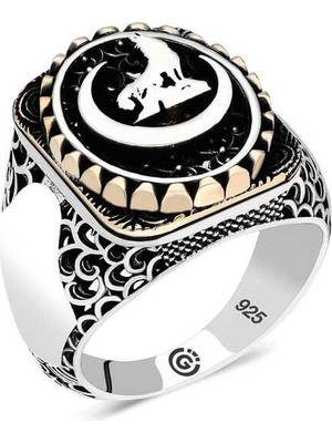 Inure Jewelry Gümüş Hilal Bozkurt Oval Erkek Yüzük