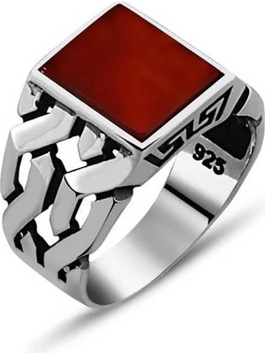 Inure Jewelry Gümüş Akik Taşlı Erkek Yüzük