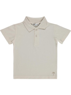 Civil Boys Erkek Çocuk Palmiye Nakışlı Polo Yaka 2-5 Yaş Tişört - Bej