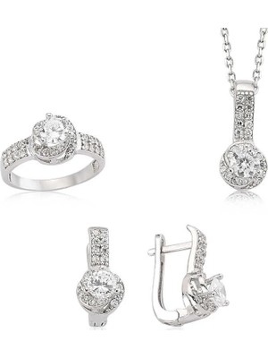 Inure Jewelry Gümüş Tek Taş Bayan Set