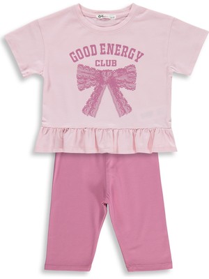 Civil Girls Good Energy Clup Baskılı 2-5 Yaş Takım - Pudra 4-5 Yaş