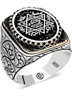 Inure Jewelry Gümüş Süleyman Mührü Oval Erkek Yüzük