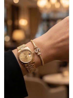 Uretti - Nerman 4053 4025 S Harfli Taşlı Gold Bileklik