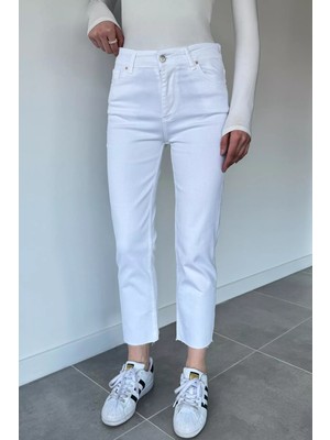 Gülseli Kadın Yüksek Bel Kesik Paça Jean Kot Pantolon P-00020976