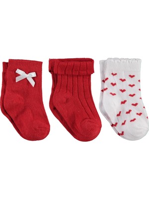 Civil Baby Fiyonk Aksesuarlı 3'lü 6- Bebek Kız Çorap Set - Standart