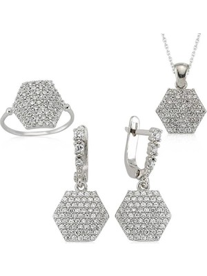 Inure Jewelry Gümüş Altıgen Bayan Set