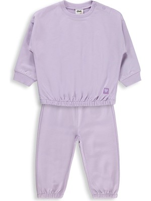 Civil Baby Kız Bebek Düz Basic Kalpli 6-18 Ay Takım - Lila