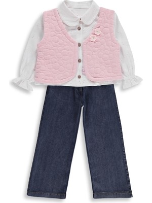 Obelia Kız Çocuk Yelekli Gömlekli 2-5 Yaş Takım - Pembe