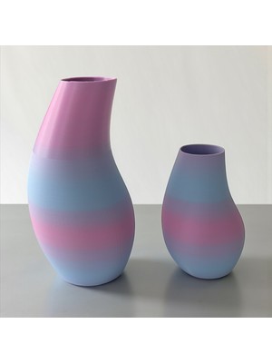 Major Hobi 3D Baskı Modern Dekoratif Ikili Vazo Seti 18 cm & 12 cm Pastel Tasarım