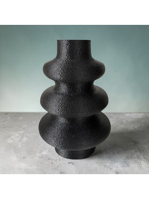 Major Hobi 3D Baskı Modern Dekoratif Siyah Vazo 18 cm Minimal Masaüstü Aksesuar