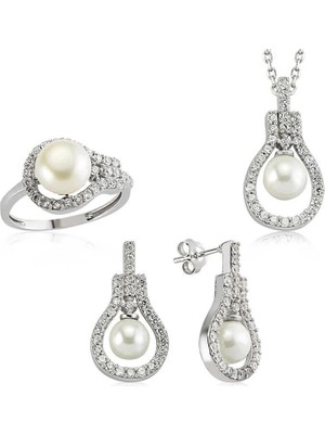 Inure Jewelry Gümüş Inci Damla Bayan Set