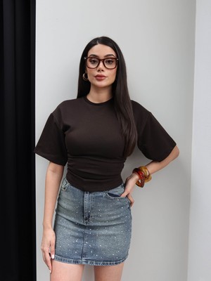 Esra Helvacı Bel Oturtmalı Büzgülü Tshirt