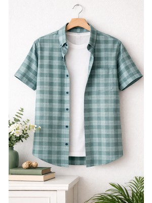 Varetta Erkek Büyük Beden Siyah Kısa Kollu Gömlek Rahat Kalıp Yazlık Cepli Pamuklu