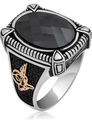 Inure Jewelry Gümüş Siyah Zirkon Taşlı Erkek Yüzük