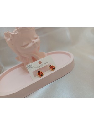 Stainlees Steel Uğur Böceği Çoçuk Küpesi