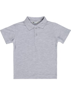 Civil Boys Erkek Çocuk Palmiye Nakışlı Polo Yaka 2-5 Yaş Tişört - Gri