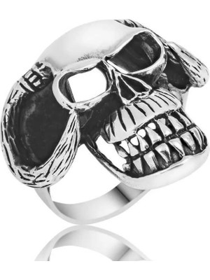 Inure Jewelry Gümüş Kuru Kafa Erkek Yüzük