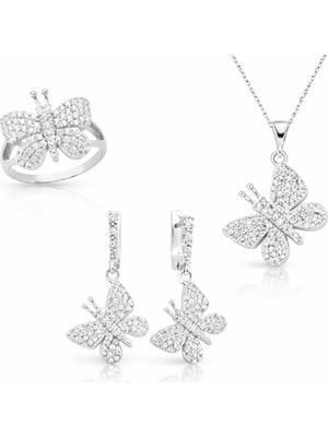 Inure Jewelry Gümüş Kelebek Bayan Set