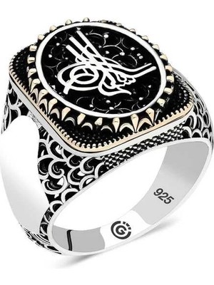Inure Jewelry Gümüş Tuğra Oval Erkek Yüzük