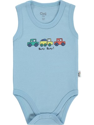 Civil Baby Araba Baskılı 3-36 Ay Çıtçıtlı Badi - Mavi