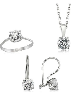 Inure Jewelry Gümüş Tek Taş Bayan Set