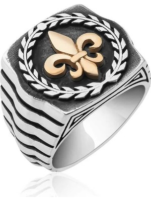 Inure Jewelry ​gümüş Zambak Çiçeği Desenli Erkek Yüzük