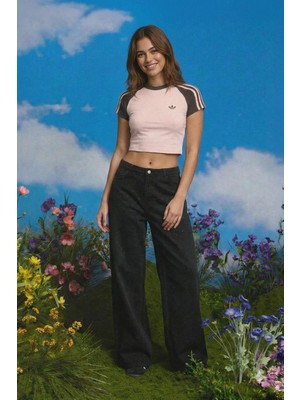 Markapia Kadın Taşlı Yüksek Bel Wideleg Jean Pantolon