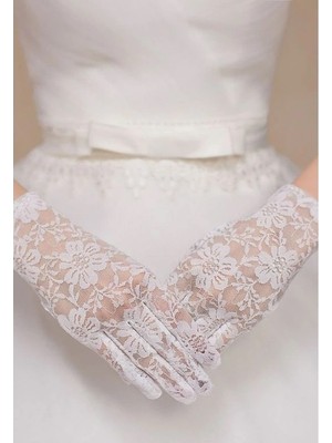 urfakent bilişim ve medya danışmanlık Beyaz Renk Kısa Dantelli Eldiven