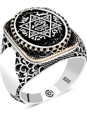 Inure Jewelry Gümüş Süleyman Mührü Oval Erkek Yüzük