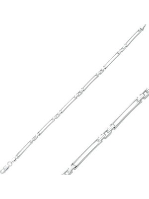 Inure Jewelry Gümüş Ince Çift Çizgili Erkek Bileklik