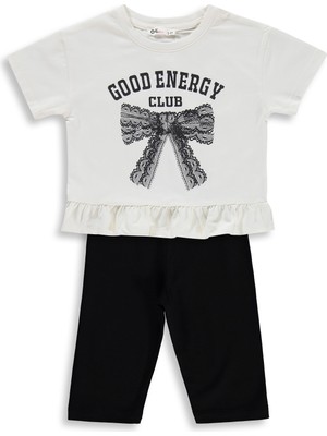Civil Girls Good Energy Clup Baskılı 2-5 Yaş Takım - Ekru 4-5 Yaş