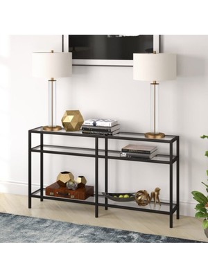 Feyza Design Oslo Metal Siyah Dresuar, 3 Raflı, Modern Antre Mobilyası