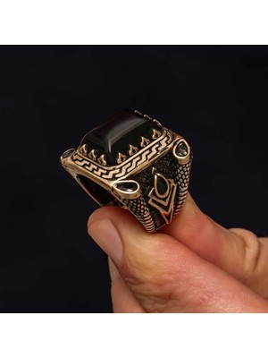 Inure Jewelry Gümüş Siyah Oniks Taşlı Erkek Yüzük