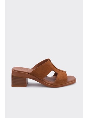 Derinet Hakiki Deri Topuklu Kadın Terlik